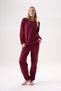 100% Cotton Honeycomb Knit Fabric Long Sleeve Cuffed Pocket Women's Pajama Set 98520