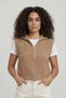 Camel Hair Melange High-Neck Zipper Crop Knit Vest Soft Sleeveless Sweater