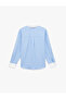 Viscose Fabric Long Sleeve Striped Shirt with Belt Detail - 4
