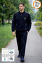 Navy Blue Tracksuit Set Azerbaijan Flag Printed Zipper Pocket Straight Leg Patterned Fabric Men's