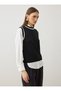 Contrast Stripe Detailed Crew Neck Sleeveless Knitwear Women's T-Shirt - Black - - 5