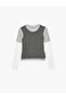 Slim Fit Long Sleeve Color Block Crew Neck T-Shirt - 4