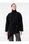 Long Sleeve Buttoned Pocketed Double Breasted Belted Short Cashmere Coat - 3