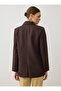 Double Button Lined Blazer Jacket - Bitter Coffee - - 6