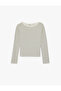 Lace Detailed Viscose Blend Boat Neck Long Sleeve T-Shirt - 3
