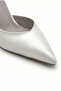 Women's Satin Design Asymmetrical Banded Pointed Toe Thin Heeled Shoes - 8