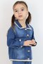 Girl's Jean Jacket with Collar & Bottom Gusset, Pocket Cover Detail, 3-7 Years Old, Blue - 3