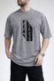 Men's Fearless Text Printed Honeycomb Textured Crew Neck Gray T-Shirt