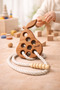 Solid Wood Montessori & Waldorf Stringing Fine Motor Skill Development Educational Toy / Pear - 2