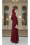 Elegant Evening Dress Chiffon Fabric Burgundy Women's Stone Embroidered Wedding Evening Dress - 2