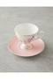 Valentina New Bone China 4-Piece Coffee Cup Set for 2 80 ml Pink - 3