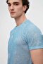 Slim Fit Cobalt Blue Stripe Printed T-Shirt - 3