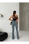 High Waist Flared Denim Women's Trousers - 2