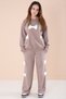 Brown Bow and Pearl Detailed Girl's Crew Neck 2-Piece Tracksuit Set 21202