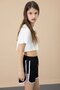 Black Side Slit Flower Printed Girl's Shorts with Elastic Waist 20734 - 2