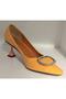 22Y594 Women's Stoned Conical Heeled Patent Leather Stiletto Shoes - 5