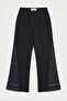 Women's Black Color 1S6-1 Knitted Denim Piece Loose Fit Design Trousers - 4
