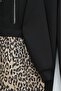 Chain Detailed Hooded Leopard Patterned Scuba Suit - Black - 4