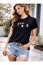 Women's Black Cute Cats Printed Cotton Oversize Relaxed Cut Stylish T-Shirt - 6
