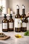 4-Piece Set of 2 Amber 750ml Oil Bottles, 2-Piece Amber Soap Dispenser Kitchen Oil Bottle Soap Dispenser Set (Without Stand) - 2