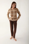 Family Brown Women's Long Sleeve Pajama Set - 3