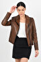 Women's Antique Brown Genuine Leather Jacket - 4