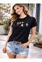 Women's Black Cute Cats Printed Cotton Oversize Relaxed Cut Stylish T-Shirt - 2