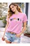Women's Pink Cute Cats Printed Cotton Oversize Relaxed Fit Stylish T-Shirt - 6