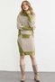Full Fisherman Sweater Skirt Knitwear Set - Green-Dark Beige - 3
