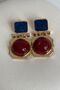 Emerald Green Claret Red Enamel Earrings (4.5 cm) - 4
