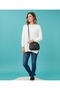 Women's Shoulder Bag with Three Zippers on the Front and Rotating Locking Feature - 4