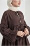 Layered Modal Shirt with Elastic Sleeves and Tie Front - Brown - 4