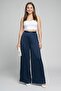 Women Regular Fit Pleated Palazzo Pants, Navy Blue - 3