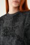 Black Patterned Crew Neck Blouse 8363A - 4
