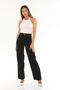Non-Fading Black Lycra Super High Waist Loose Jeans Palazzo Trousers. (Super High.) Wide Leg. - 5
