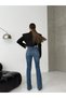 High Waist Classic Blue Flared Women's Denim Pants - 5