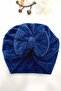 Polar Velvet Bow Baby Bonnet Navy Blue - 2