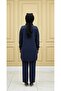 Gorgeous Stone Set Dark Blue Stone Detailled Tunic Dual Set Flexible Crystal Waist Fabric - 4