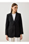 Double Button Lined Blazer Jacket - Black - - 5