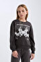 Girl's Oversize Wide Fit Crew Neck Printed Sweatshirt 4W3Dfswd4386__L14