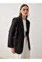 Double Button Lined Blazer Jacket - Black - - 3