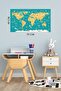 Educational World Map Animal Kingdom Turkish Deco Kids Room Wall Sticker
