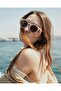 Petta Unisex Vintage Oval Cream Brown Sunglasses - 3
