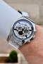 Silver color automatic 42mm men's wristwatch with active inner display - 3