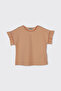 Girl's Short Sleeve Salmon T-Shirt with Sleeve Detail - 2