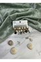 Gold Color Steel 6-Piece Earring Set - Anti-Tarnish Combination Earrings with Cat Figure and Stones - 2