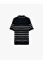 Viscose Polo Collar Striped Textured Short Sleeve Knitwear T-Shirt - 4