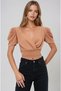 Women's Double-Collar Princess Sleeve Waist Pleated Flexible Fabric Bluz - 3