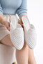 Women's Closed Front Straw Slippers Lace Knitted Dowry Daily Slippers