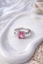 Women's Pink Stone Zircon Hürrem Adjustable Silver Color Steel Ring - 2